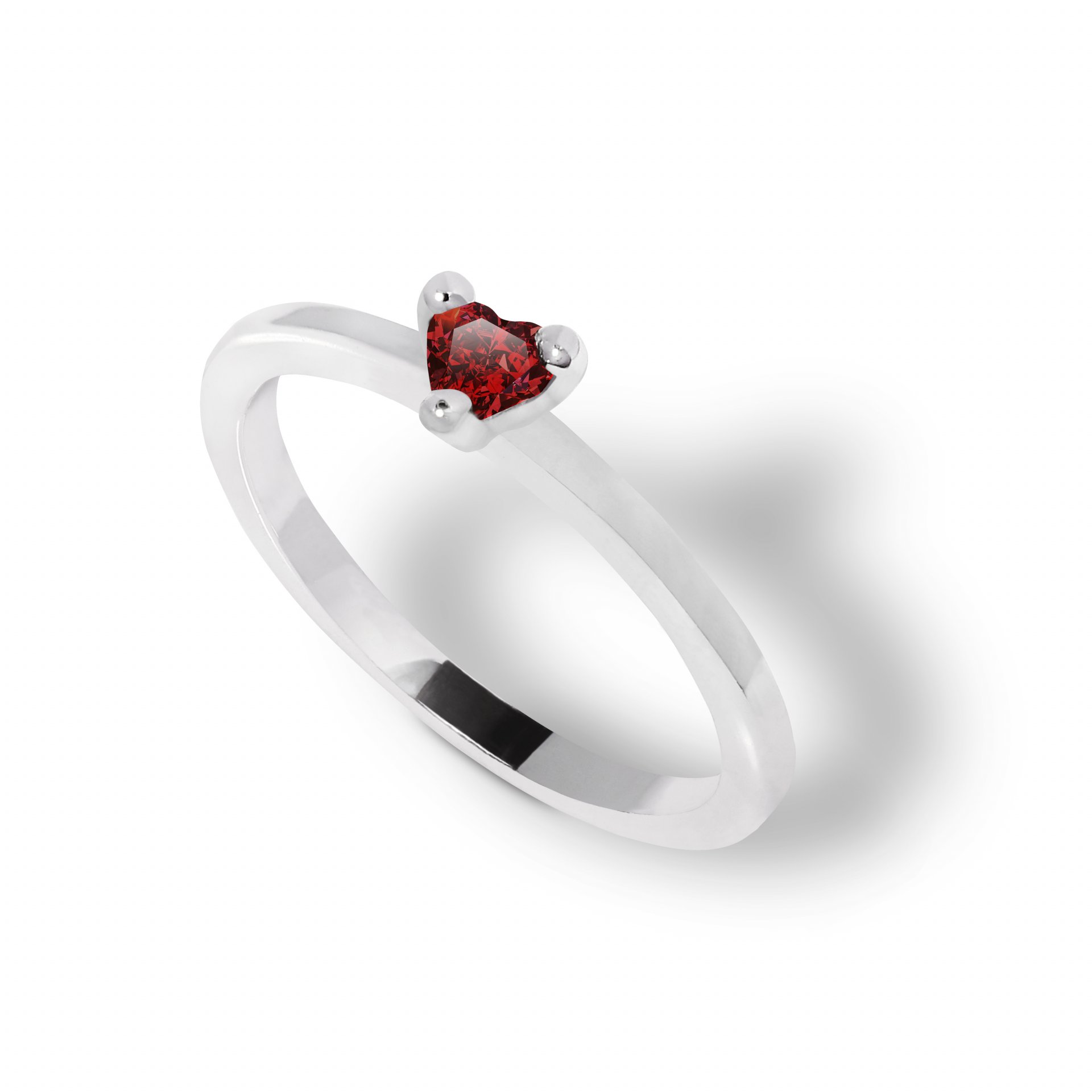Sterling Silver Red Crystal Stacking Ring